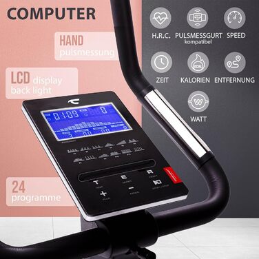 Ергометр Christopeit Sport ET 6, 24 рівня, до 150 кг, 12 кг магнітна система, LCD-дисплей, домашній тренажер