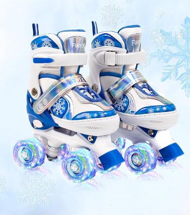Дитячі ролики FWFX, регульовані, світлові, для залу та вулиці, розмір S (EU 28-31) / M (EU 32-36), блакитні