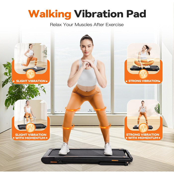 Sperax Килимок для ходьби з вібрацією 3-в-1 для бігового тренажера, з пультом дистанційного керування, 0.3-6 км/год, для дому та офісу (Сірий)