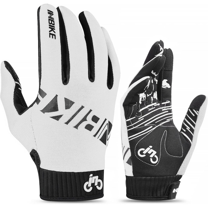 Рукавички для гірського велосипеда INBIKE з силіконовим покриттям, дихаючі, з підтримкою сенсорного екрану, для MTB, шосе та outdoor активностей (білі, L)