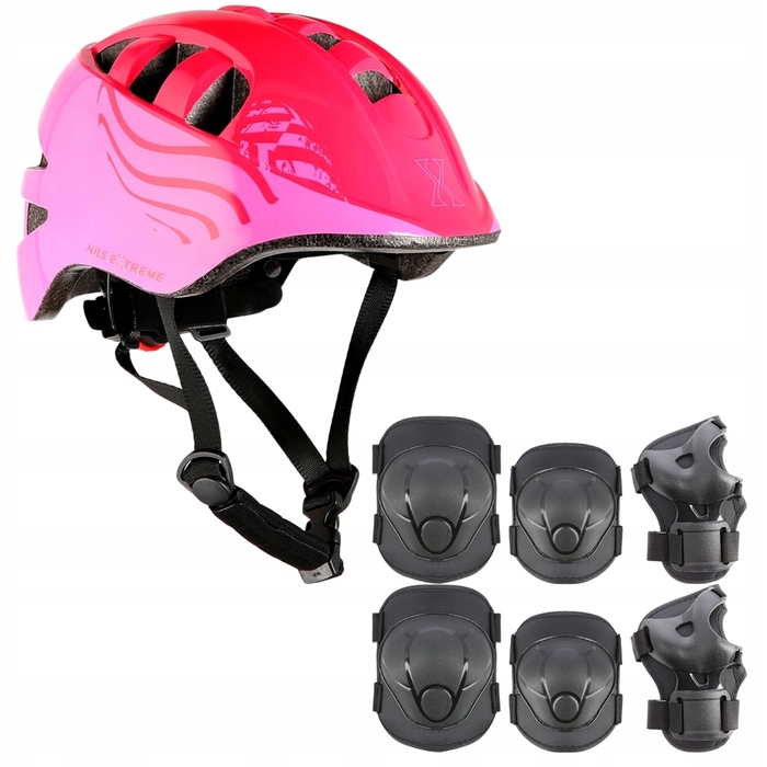 Дитячий велосипедний шолом з регулюванням та комплект захисту для скейтбордингу, розмір XS