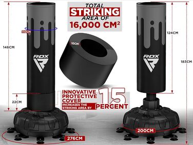 RDX 6FT 150 кг стоячий боксерський мішок для дорослих з рукавицями XXL, комплект для боксу, кікбоксингу, MMA, Муай Тай, на присосці