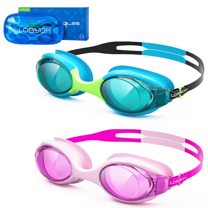 Дитячі окуляри для плавання, 2 шт. Окуляри для плавання для малюків, дітей та підлітків. Не запотівають, не пропускають воду, чіткий огляд. Дитячі окуляри для плавання від 3 до 12 років
