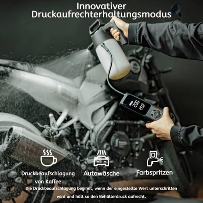 Електрична велосипедна помпа QiCYCLE P1 7800 мАг, 150PSI, 5 режимів, акумуляторна компресорна насос-автопомпа для авто, мото, м'ячів, Powerbank