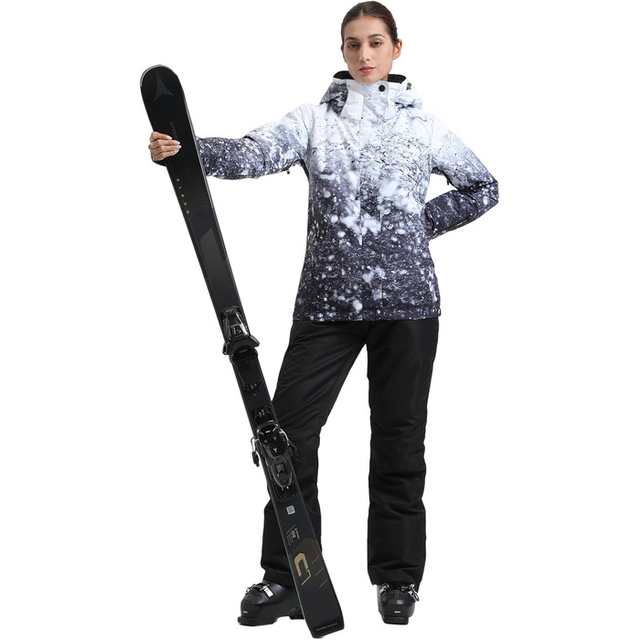 Жіночий гірськолижний костюм GSOU SNOW 2 частини: куртка та штани - водонепроникний, вітронепроникний, дихаючий, з утепленням, з капюшоном, Bergfrost + Чорний, розмір M