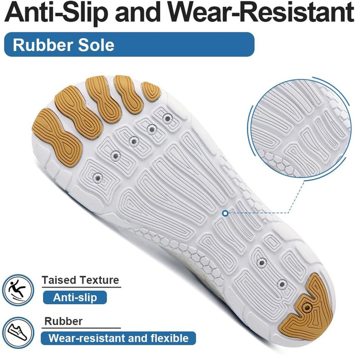 Взуття Barfuss для жінок та чоловіків: водяні, плавальні кросівки, дихаючі, швидковисихаючі, 36-46 EU, білий/золотий