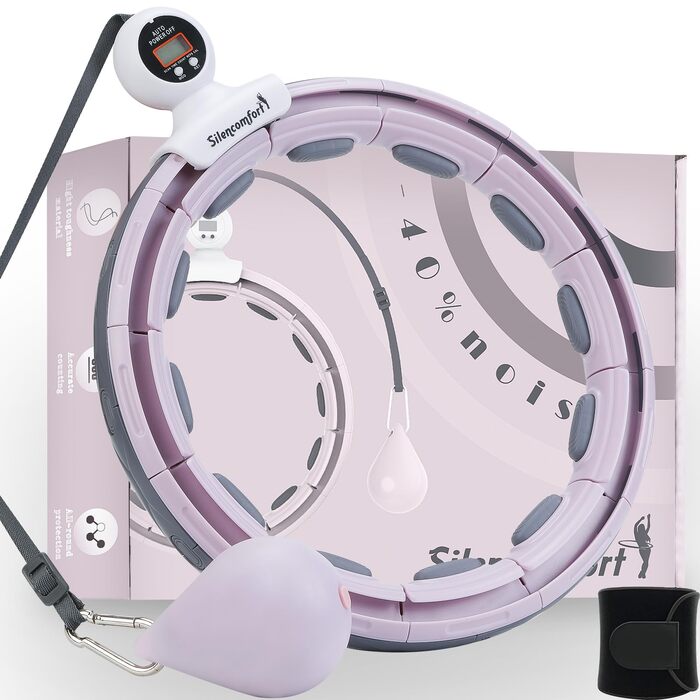 Розумний хулахуп Leise Fitness для схуднення та фітнесу, 16 вузлів, ліловий з лічильником