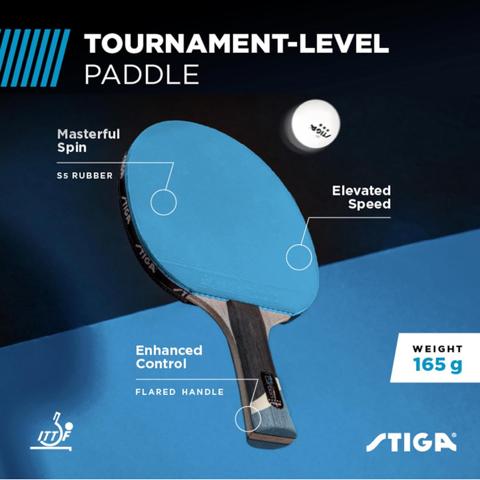 Настільний тенісний ракетка STIGA Pro Carbon з карбоновою технологією для турнірів, червона та синя