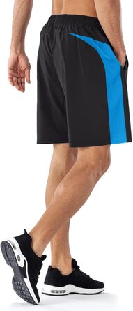 Шорти спортивні чоловічі HMIYA, швидковисихаючі, з кишенею на блискавці (XL, чорно-синій)