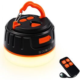 Ліхтар кемпінговий акумуляторний з пультом, 6400 mAh, 5 режимів, водонепроникний, магнітний, чорно-помаранчевий