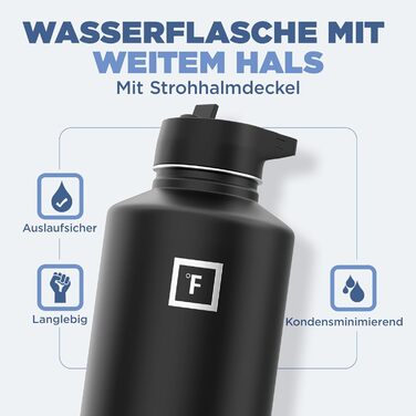 Термос-гуртка Iron Flask 1890 мл з 3 кришками, вакуумна пляшка з нержавіючої сталі, подвійні стінки, спортивна металева фляга