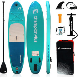 Надувний SUP Борд Championplus - Комплект для Сапбордингу, 320x81x15 см, Синій