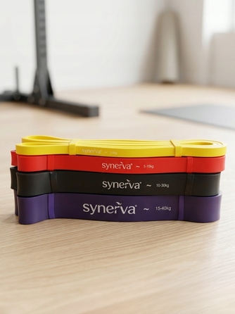 Набір з 4 фітнес-резинок Power Band для підтягувань та кросфіту Synerva + eBook