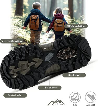 Зимові черевики для хлопчиків ASHION: снігоступи, черевики середньої висоти, утеплені, для піших прогулянок та трекінгу, бавовняні (35 EU, D Grün)