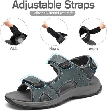 Чоловічі сандалі FLARUT для туризму та відпочинку на природі. Легкі сандалі з натуральної шкіри, сірого кольору, розмір 39 EU. Ідеальні для піших прогулянок, пляжу та активного відпочинку.