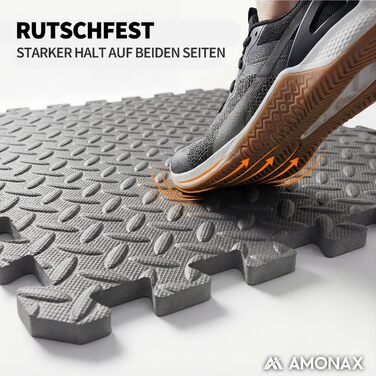 Набір пазл-килимків для фітнесу та спорту Amonax, захисний мат з пінопласту 30x30 см, сірий (18 шт, 1.67 м²), для дому, гаража та басейну