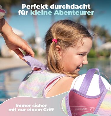 Дитячий рятувальний жилет KIDVERSE для плавання (розмір M 19-30 кг, рожевий, русалка) - безпечне навчання плаванню для хлопчиків та дівчаток