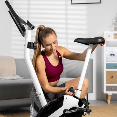 Велотренажер Hop-Sport HS-045H EOS для дому, компактний фітнес-велосипед з пульсометром, тримачем для планшета, тренувальним комп'ютером, максимальна вага користувача 120 кг, червоний