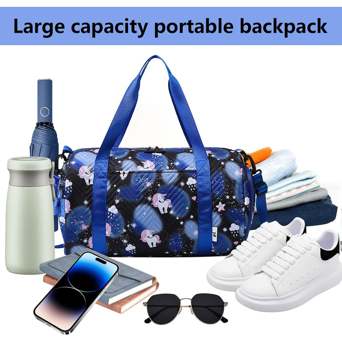 Спортивна сумка з єдинорогом, чорна – унісекс для тренувань та спорту