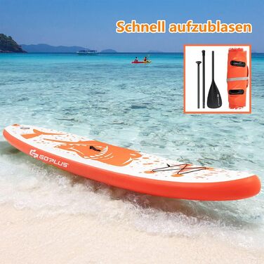 Надувна SUP-дошка RELAX4LIFE 320/335×76×15 см з веслом, ременем безпеки, насосом, рюкзаком, набором для ремонту та 3 плавниками, для початківців і професіоналів
