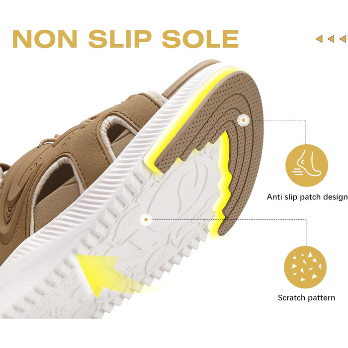 ONCAI Легкі сандалі для ходьби жіночі, спортивні сандалі для піших прогулянок з підтримкою стопи, ортопедичні сандалі для активного відпочинку, підходять для фасціїту, з регульованими ремінцями, розмір 36-43 (36 EU, Бежевий, Білий)