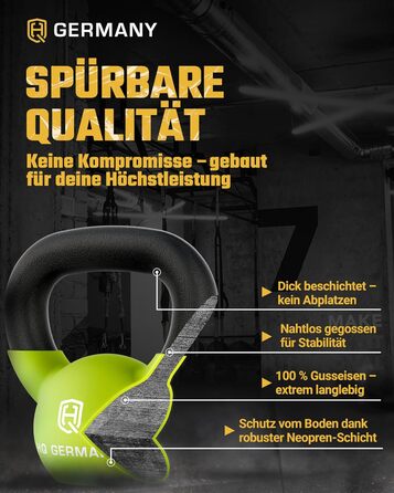 Гантель-гиря з неопрену HQ Germany® | Чавунний литник | 2-32 кг | Стартові набори | Точність ваги ±2,0%