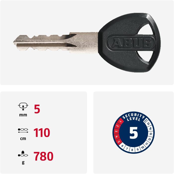 Замок ланцюговий ABUS Steel-O-Chain 5805K для велосипеда, 110 см, рівень захисту 5, чорний