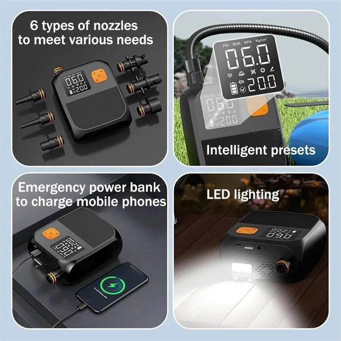 Електричний надувний насос 8000mAh з акумулятором для SUP, матраців, човнів, басейнів та іграшок у воді