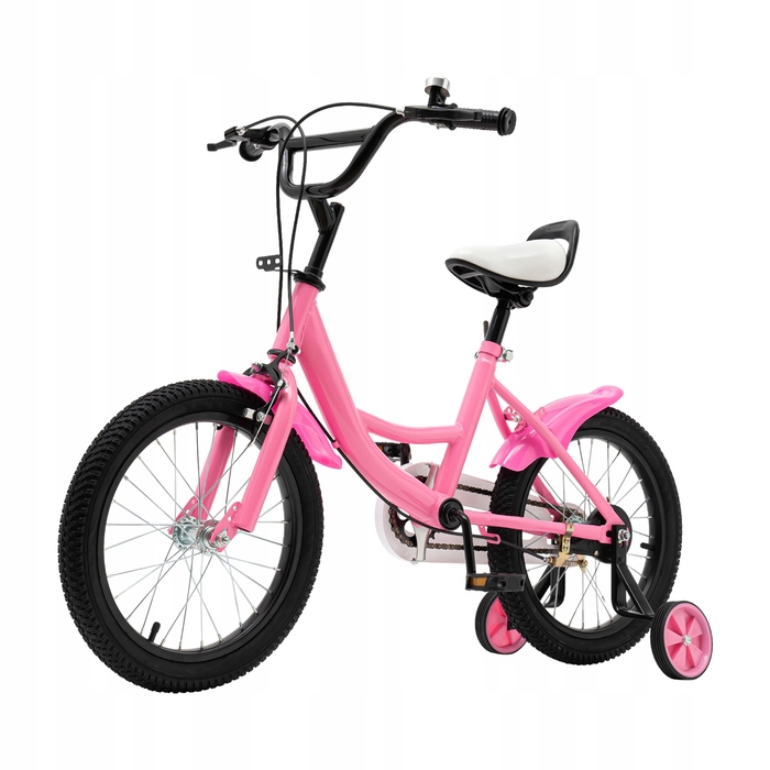 Дитячий велосипед 16 дюймів із бічними колесами для дітей 5-8 років, рожевий