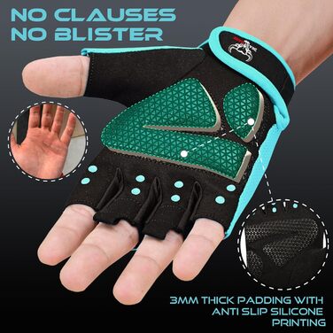 Фітнес-рукавички BEAST RAGE: дихаючі, для чоловіків та жінок, важке підняття, бодібілдинг, тренування, нековзні, кросфіт, силові тренування, велоспорт (S, AQUA)