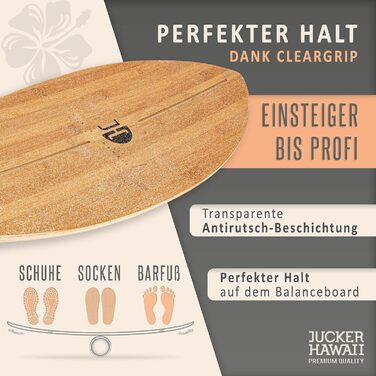 Балансборд JUCKER HAWAII Ocean Rocker з натурального дерева, антиковзка поверхня, тренажер рівноваги для дітей та дорослих, комплект (бамбук, ролик, килимок)