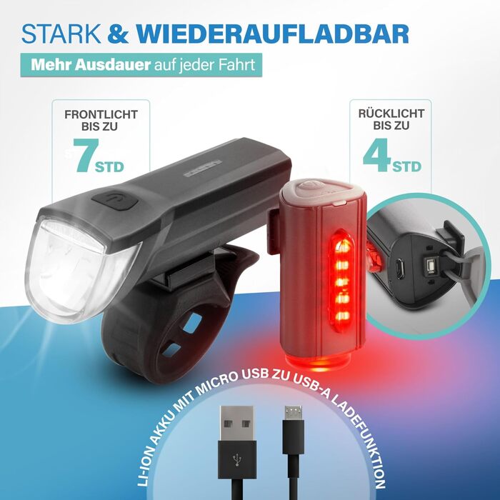 Фаришру LED акумуляторний задній ліхтар для велосипеда, велосипедна підсвітка, перезаряджається, захист IPX4, чорний, акумуляторний задній ліхтар TWIN (акумуляторний задній ліхтар TWIN 2.0)