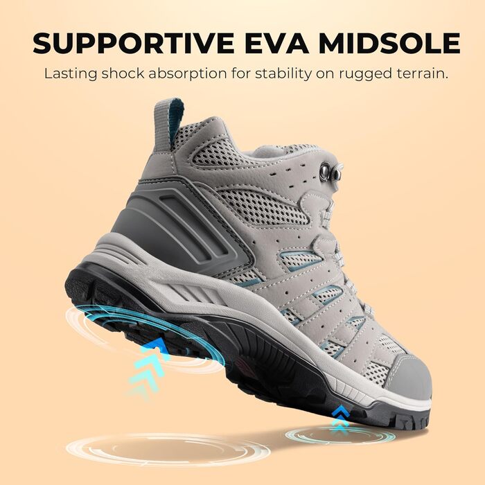 Черевики для трекінгу жіночі NORTIV 8, 40 EU, світло-сірий