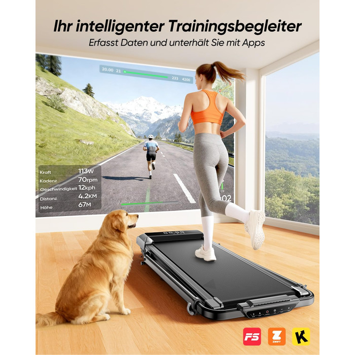 Біговий тренажер для дому з нахилом 5 в 1, 12% нахил, 2.5HP, складаний, з LED-дисплеєм, до 136 кг, сірий, без встановлення