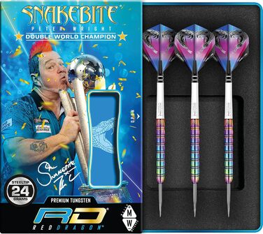Професійний дротик Red Dragon Peter Wright Snakebite 1, вольфрамовий, 24 г, з крилами та стержнями