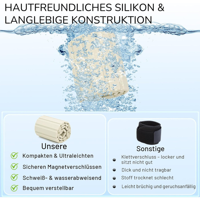 Ваги для зап'ястя та щиколоток магнітні, 0.5KG/1KG, регульовані, для йоги, пілатесу, плавання, фітнесу, силікон, білий