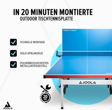 Стіл для настільного тенісу JOOLA Outdoor, професійний, 6 мм алюмінієва композитна поверхня, складана конструкція, з сіткою, для вулиці, вологостійкий