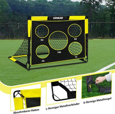 Дитячі футбольні ворота для саду 2 в 1 Pop Up, з лункою та сумкою, 120x90x90, жовтий