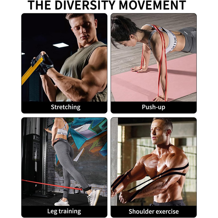 Набір еластичних стрічок FAOKZE для фітнесу, йоги та силових тренувань (5 шт. різних кольорів)