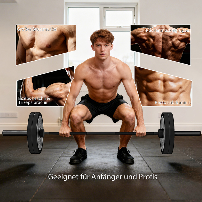 Штанга для тренажерів, 180 см, олімпійська штанга, сталева, вантажопідйомність 200 кг, чорна