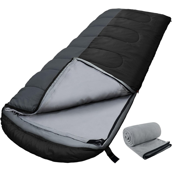 Сплячий мішок Outdoor для дорослих, зимовий, водонепроникний, 3-4 сезони, з компресійним мішком, 0℃, чорний, 220x85 см