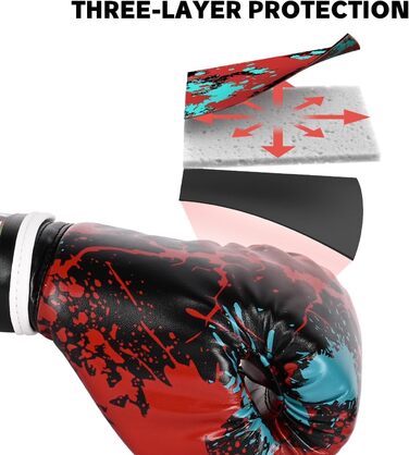 Боксерські рукавички для дітей CKE, 5-12 років, для тренувань, бокс, кікбоксинг, муай-тай, зелені (червоно-чорні)