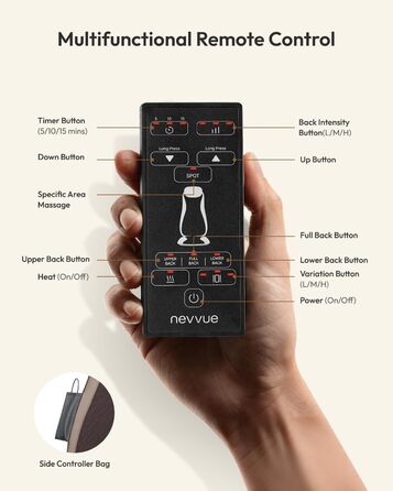 Масажний накид на сидіння з підігрівом та 3D масажем, Shiatsu масажер для спини, Romm V-WMB01
