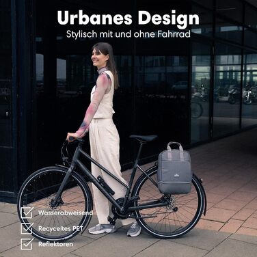 Велосумка-рюкзак Johnny Urban Jona Medium для багажника, водостійка, темно-сіра, поліестер, унісекс