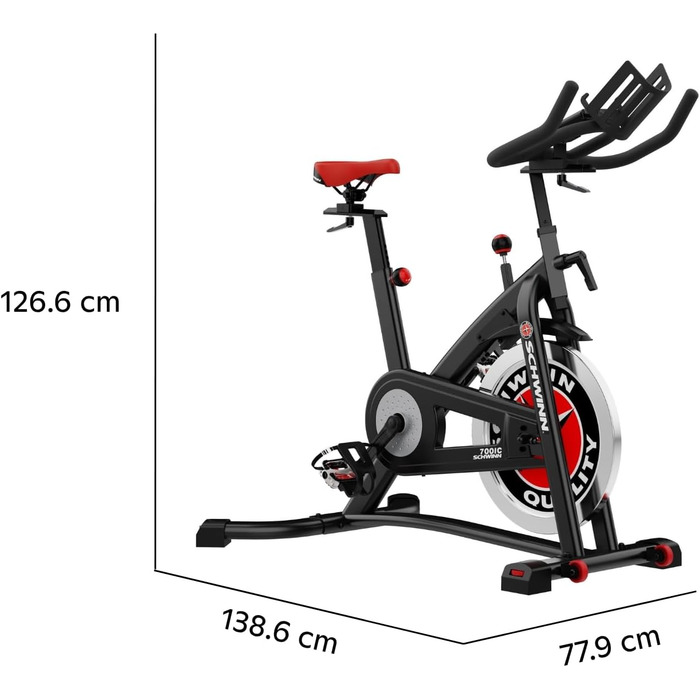 Велотренажер Schwinn Fitness 700IC: 18 кг маховик, тихий ремінний привід, регульоване сидіння та кермо, SPD педалі, тримач для планшета – студійна якість для дому