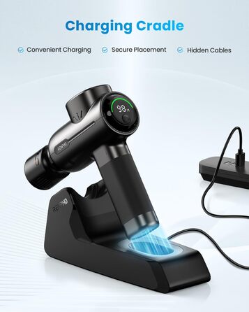 Масажер RENPHO з підігрівом та охолодженням, Bluetooth та станцією зарядки. Перкусійний масаж глибоких тканин для м'язів. Active+ Thermacool Deluxe