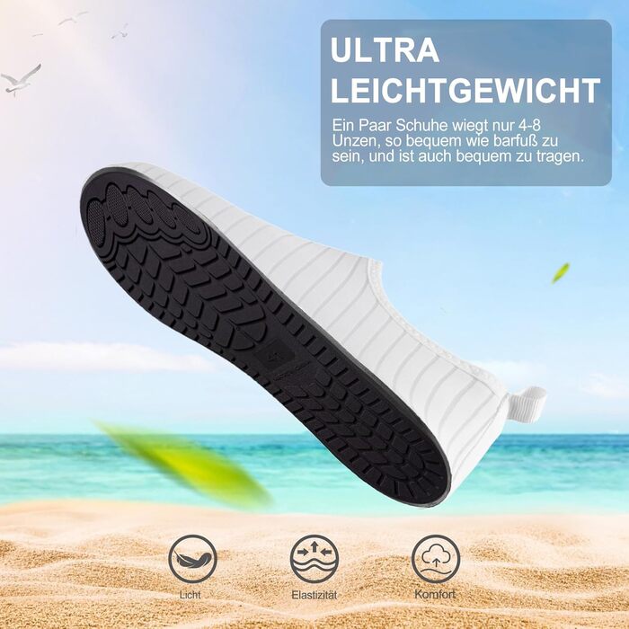 Водні шльопанці для плавання та відпочинку на пляжі - чоловічі та жіночі (40 EU, смужки білі)