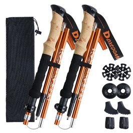 Телескопічні палиці для скандинавської ходьби та трекінгу 2 шт, складані (110-130 см), алюмінієві з гумовими наконечниками та сумкою, помаранчеві