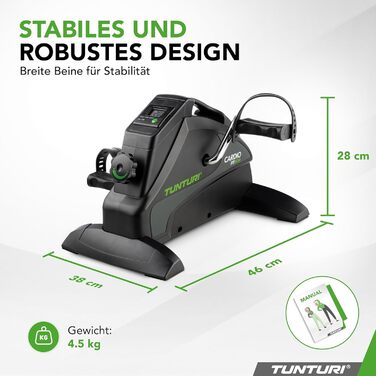 Мінівелотренажер Tunturi Cardio Fit M30 для рук і ніг, з LCD-дисплеєм, для реабілітації та тренувань, чорний