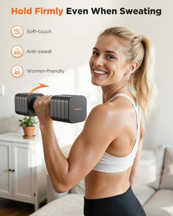 Набір гантелей Feierdun 2 шт. регульовані, 2/4/6/8/4.5 кг, для жінок, швидка зміна ваги, подвійний захист, для домашнього фітнесу, сірий A-Strength